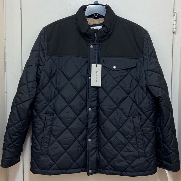 NWT Cole Hann Men’s 28 Tonal Mix Media Diamond With Faux Sherpa Lining Size XXL - Picture 5 of 11